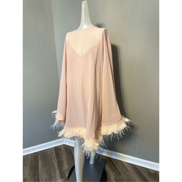 MAC DUGGAL TRAPEZE DRESS WITH FEATHER TRIM SIZE US 12 - Picture 4 of 9